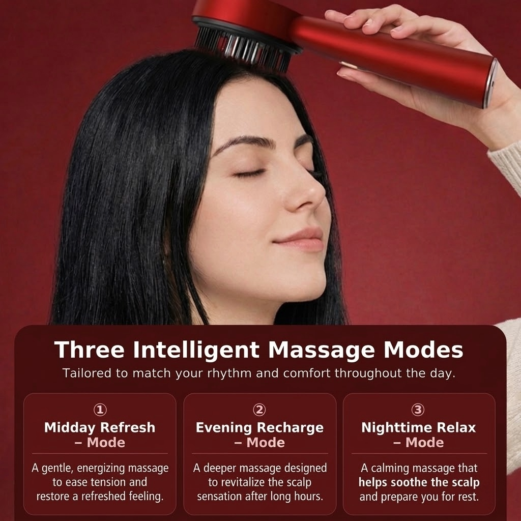 DuoSmooth™ Red Light Scalp Comb for scalp massage and hair stimulation